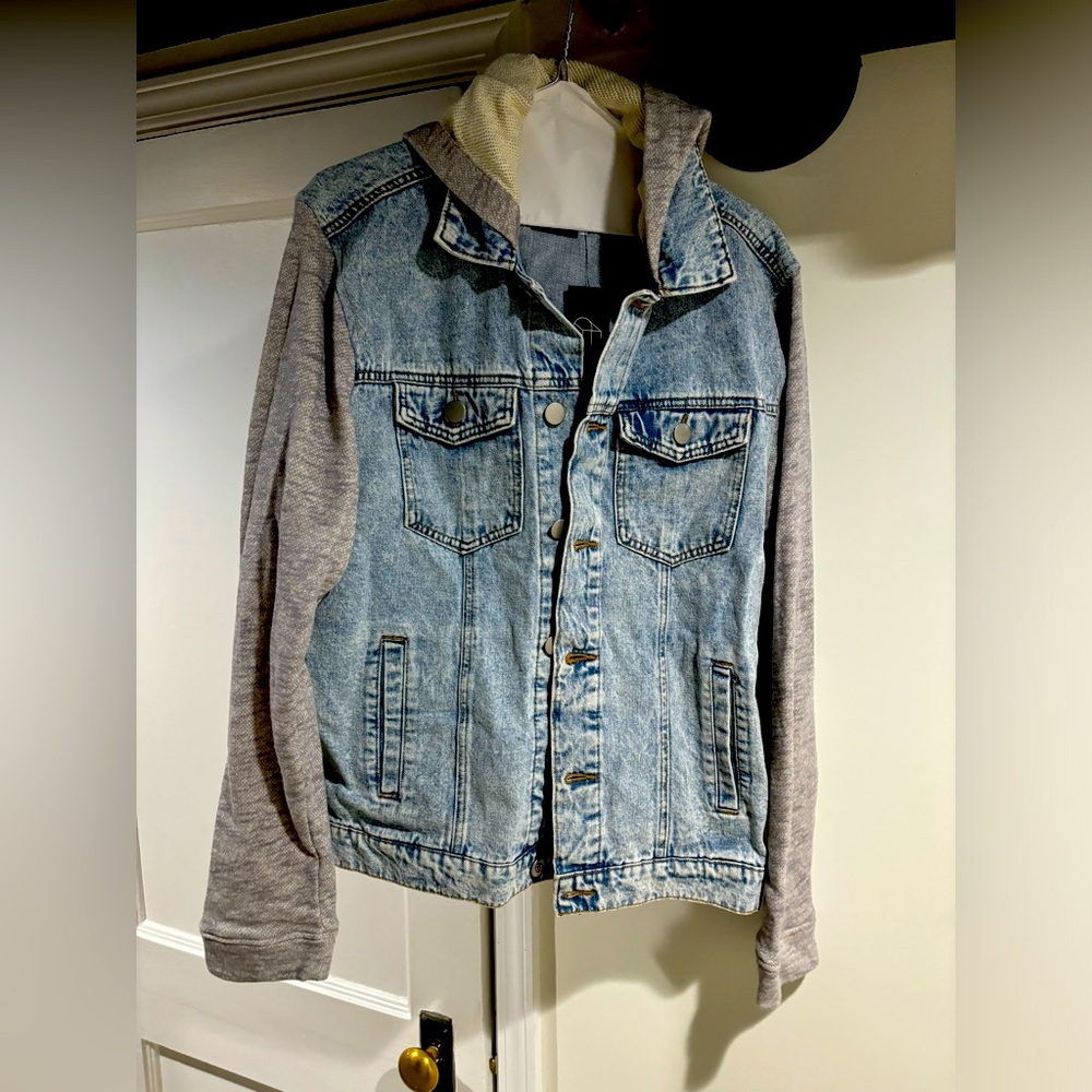New with tags - jean jacket with cotton sleeves